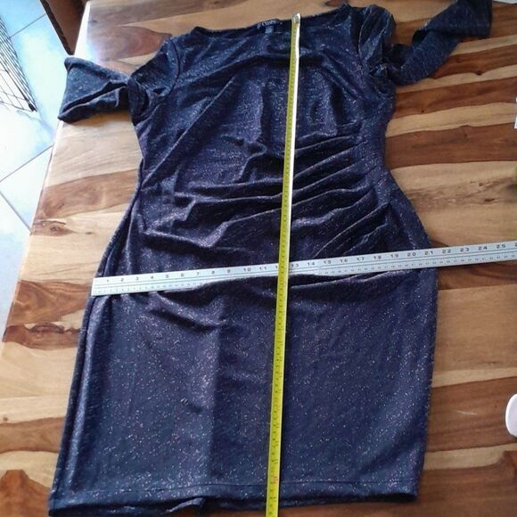 Chaps,Pleat On The Waist Side, Metallic Threading, Stretchy Dress Sz Large & XL - Picture 6 of 15